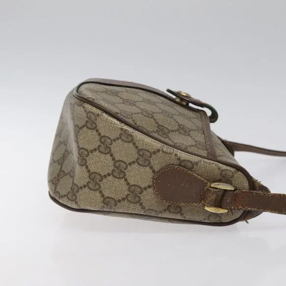 GUCCI GG Supreme Web Sherry Line Bag PVC Beige Gold 89 02 032 Auth - Picture 3 of 16